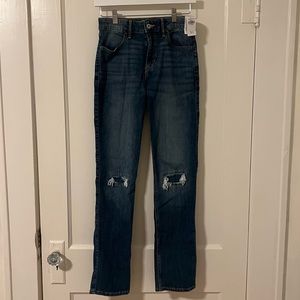 NWT Abercrombie Kids High-Rise 90s straight leg distressed Jeans - Size 15/16 L